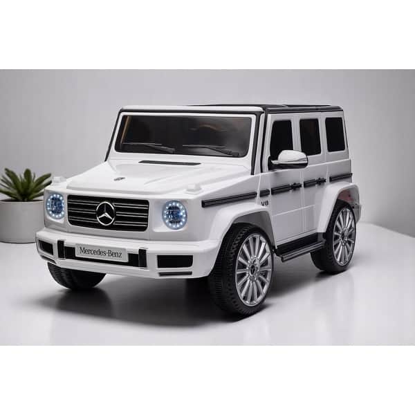 slide 2 of 15, Licensed Mercedes-Benz G500 24V Ride-On Car for Kids,Electric Vehicle with Remote Control,MP3/USB/Bluetooth,LED Lights,3 Speeds White