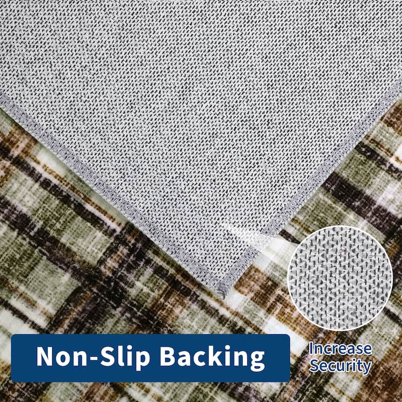 Garvee Timeless Check Washable Area Rug