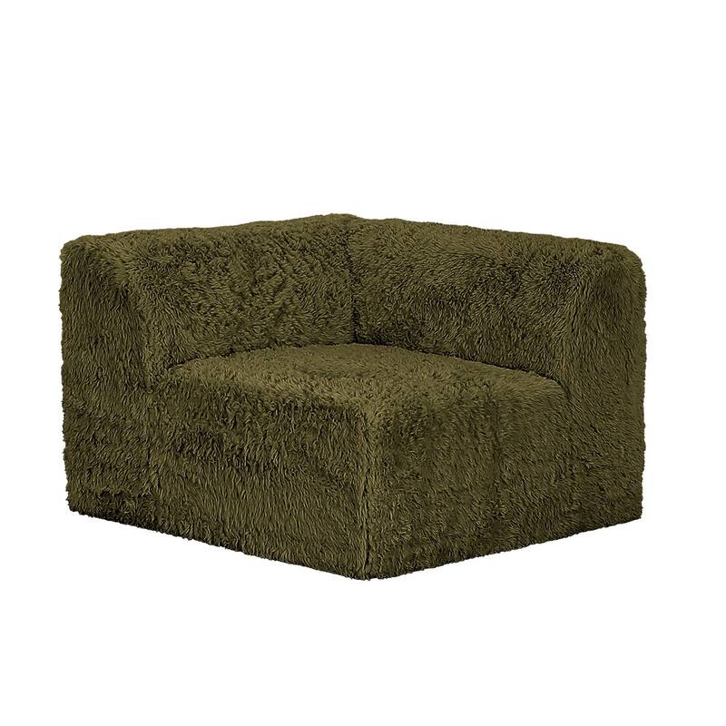 Olive Green Finish Modular Design Compressed Sofa 1pc