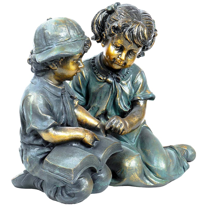 Boy and Girl Reading Together Statue