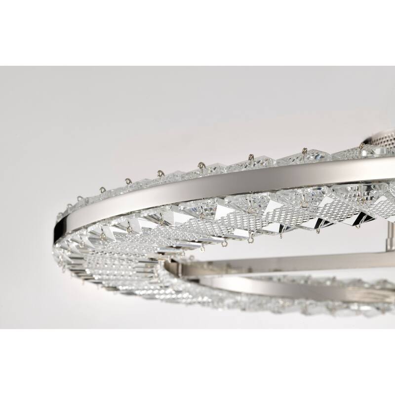 Nova LED 23 Inch Round Flush Mount Polished Nickel Finish K9 Crystal - Polished Nickel