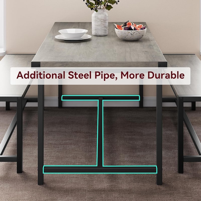 Dining Table Set for 4 with 2 Benches