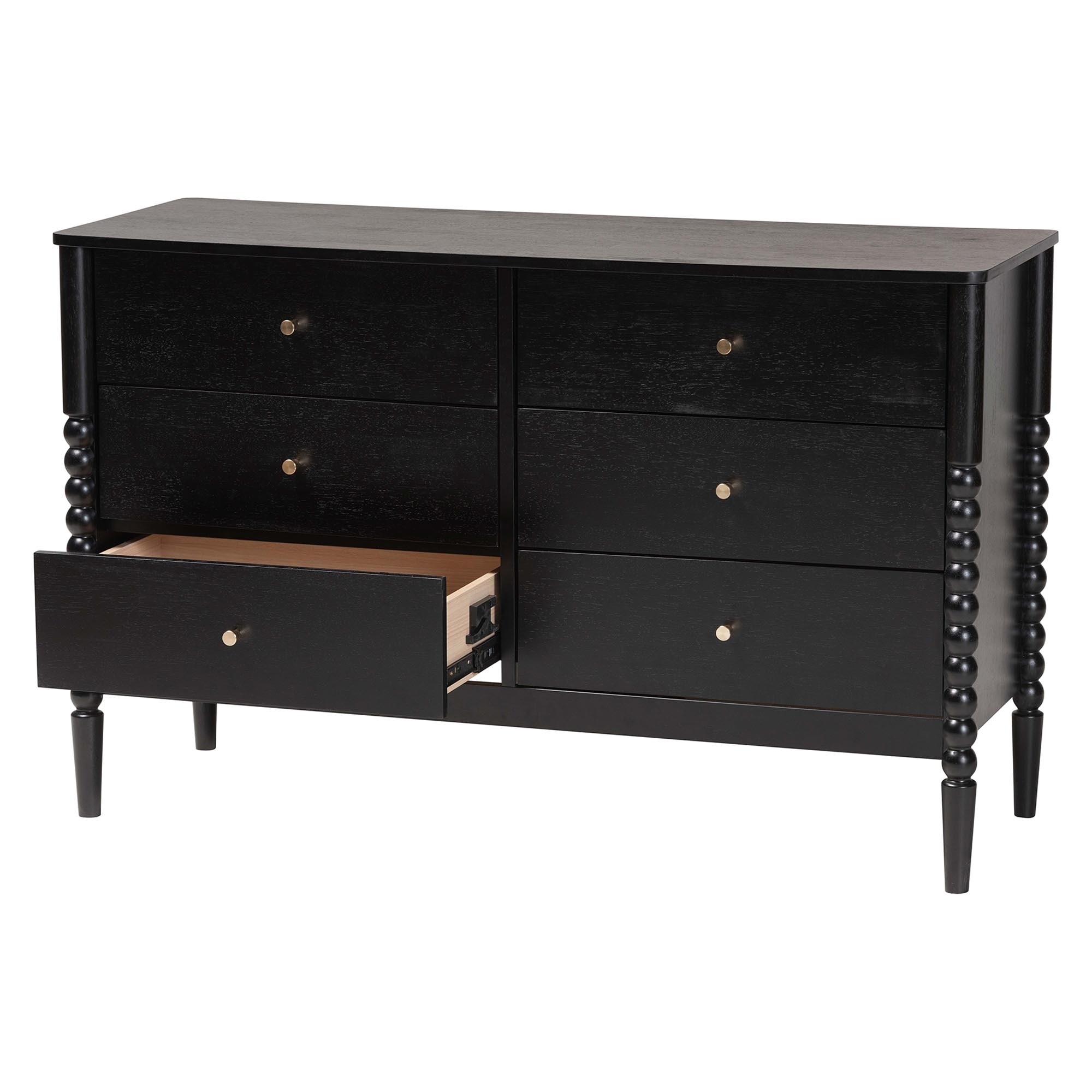 Baxton Studio Lucera Mid-Century Bobbin Wood 6-Drawer Dresser - On Sale - Bed Bath & Beyond