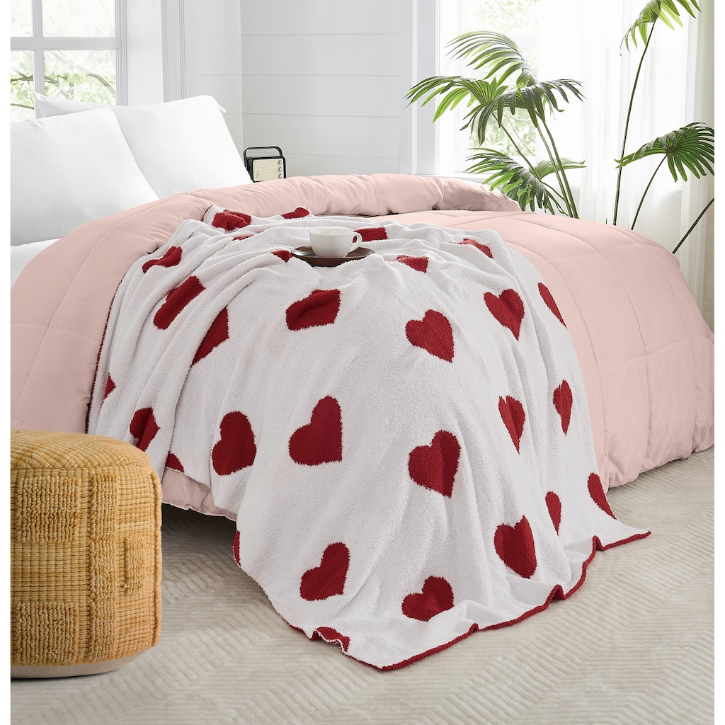 Truly Soft Cozy Hearts Reversible 50x70 Throw