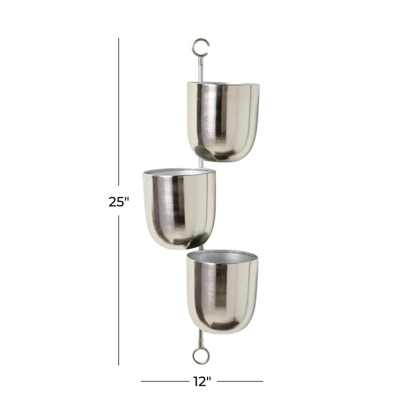 Metal Indoor Outdoor Layered Indoor Outdoor Wall Planter - Gold, Silver, Black, White - Roche River Decor
