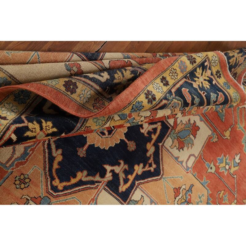 Vegetable Dye Heriz Serapi Oriental Area Rug Handmade Wool Carpet - 9'2" x 11'11"