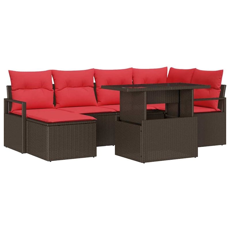 vidaXL 7 Piece Garden Sofa Set with Cushions - 91.3×48×27.2