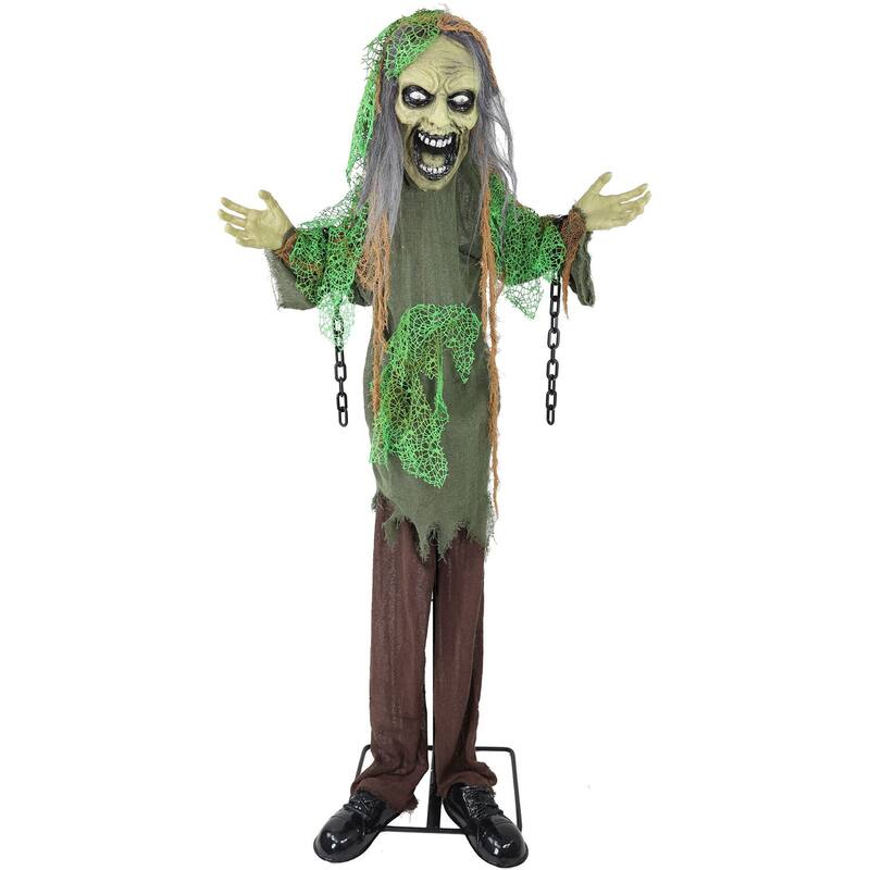 Haunted Hill Farm Lifesize Animatronic Zombie with Chains with Lights and Sound