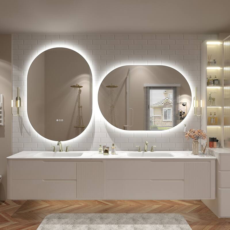 UL Certified Oval LED Lighted Anti-fog Wall Bathroom Vanity Mirror