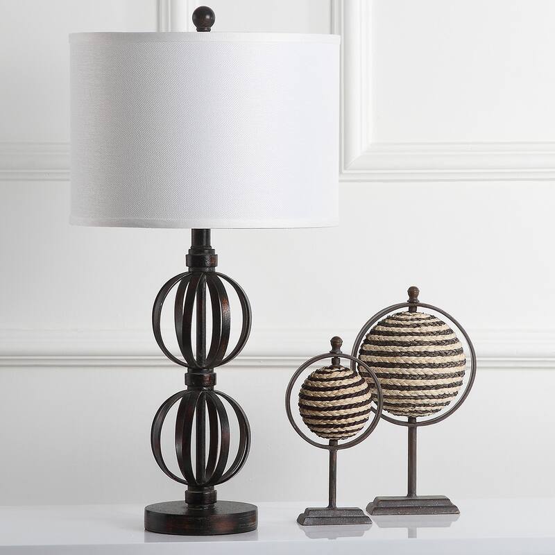 SAFAVIEH Lighting Vibha 28-inch Double Sphere Oil-Rubbed Bronze Table Lamp (Set of 2) - 14Wx14Dx28H