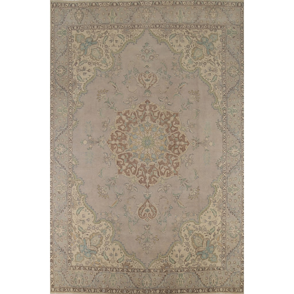Tabriz Persian Vintage Rug Hand-Knotted Traditional Wool Carpet - 9'4"x 12'8"