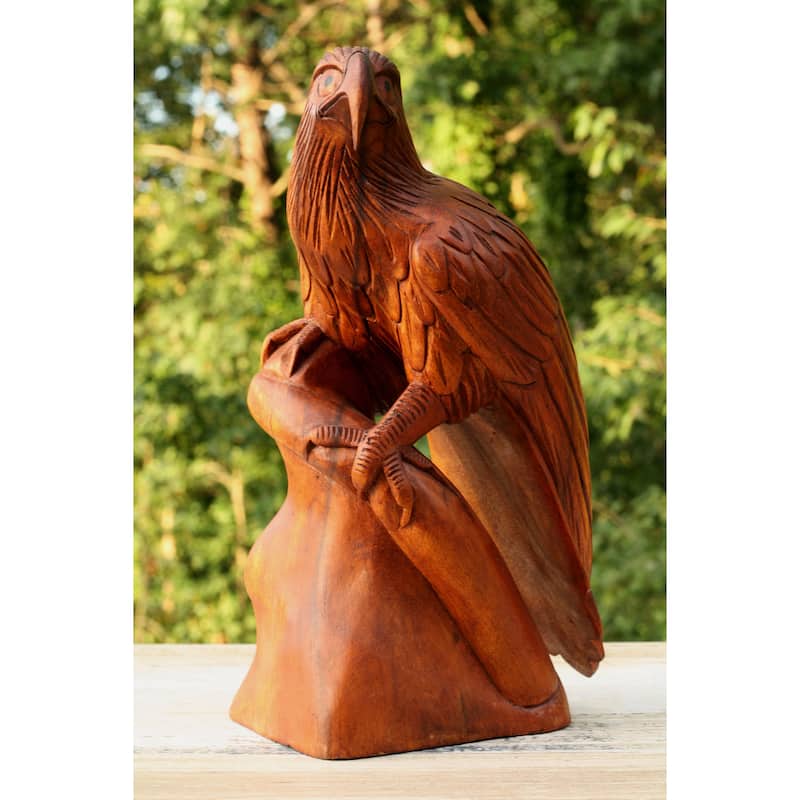 12" Large Big Solid Wooden Handmade American Eagle Statue Handcrafted Figurine Sculpture Hand Carved Lodge Home Decor Us Accent