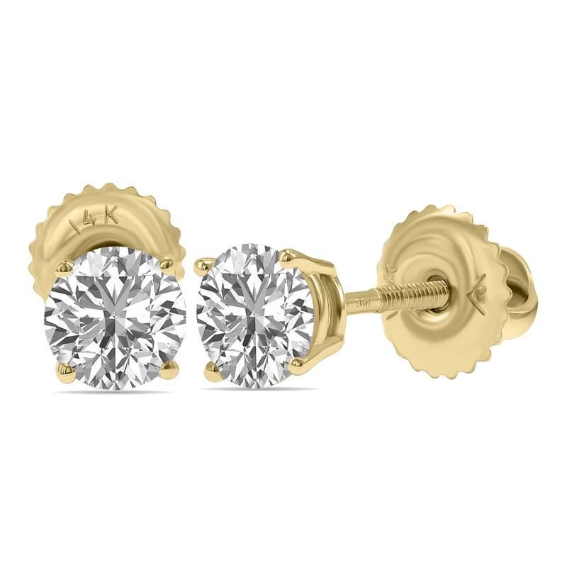 Marquee Lab Grown 1.50 Carat Total Weight Diamond Solitaire Earrings in 14K Yellow Gold