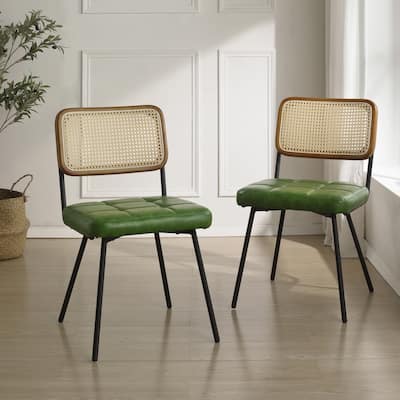 Art Leon Cane Back Faux Leather Accent Dining Chair (Set of 2)