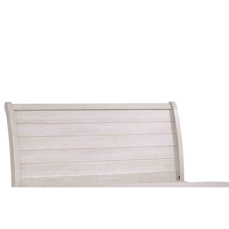 Contemporary Queen Sleigh Bed with Sloped Headboard, Chalk Gray Finish, Simple Assembly