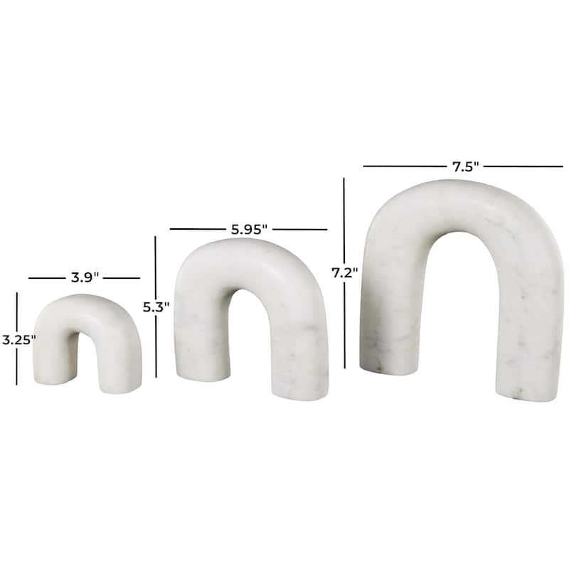 Marble Abstract Arched Sculpture with Varying Sizes - Set of 3 White or Black - Roche River Decor