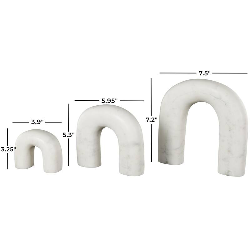 White or Black Marble Arched Abstract Decorative Sculpture with Varying Sizes (Set of 3)