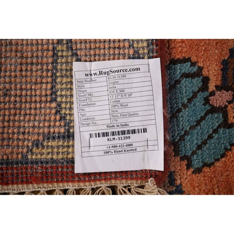 Animals Design Ziegler Indian Large Area Rug Handmade Wool Carpet - 9'10"x 13'11"