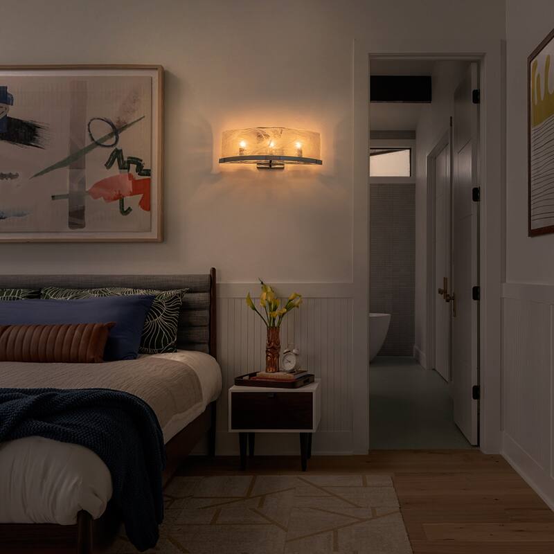 3-Light Modern Chrome Wall Sconce with Cloud Glass Shades