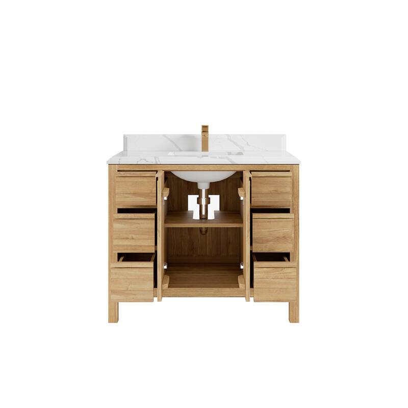 Willow Collections 42 in. W x 22 in. D Elizabeth Solid Teak Single Sink Bathroom Vanity with Countertop