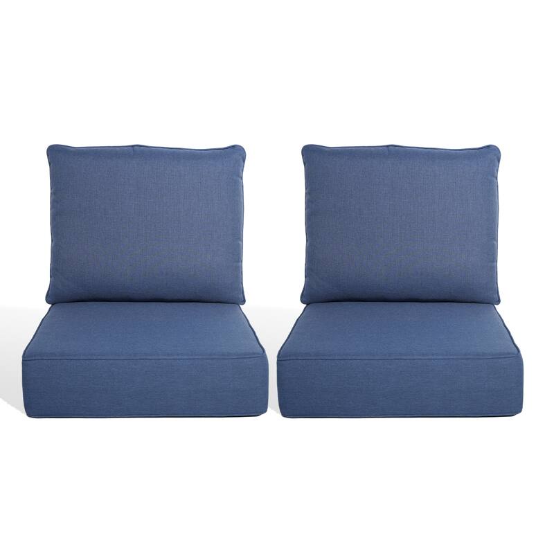 Pocassy 22"x24"x6" Thick Cushions Pillows Indoor & Outdoor Cushion - 2 Set Seat & Back Cushion - Blue Cushion