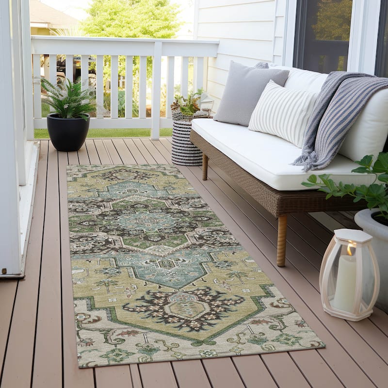 Machine Washable Indoor/ Outdoor Persian Traditional Chantille Rug