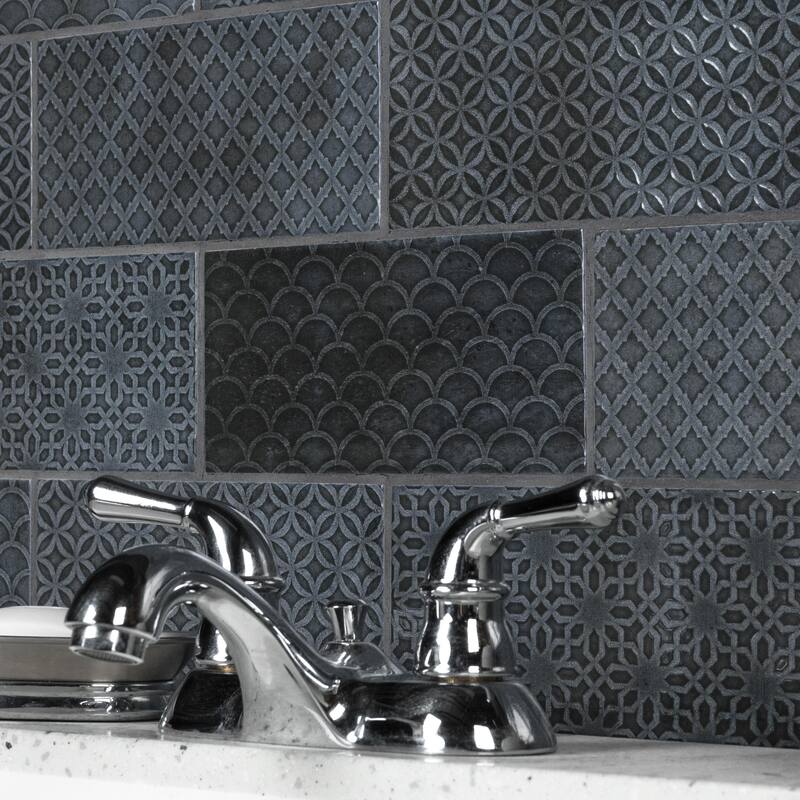 Merola Tile Camden Decor Azurro 4" x 8" Ceramic Wall Tile