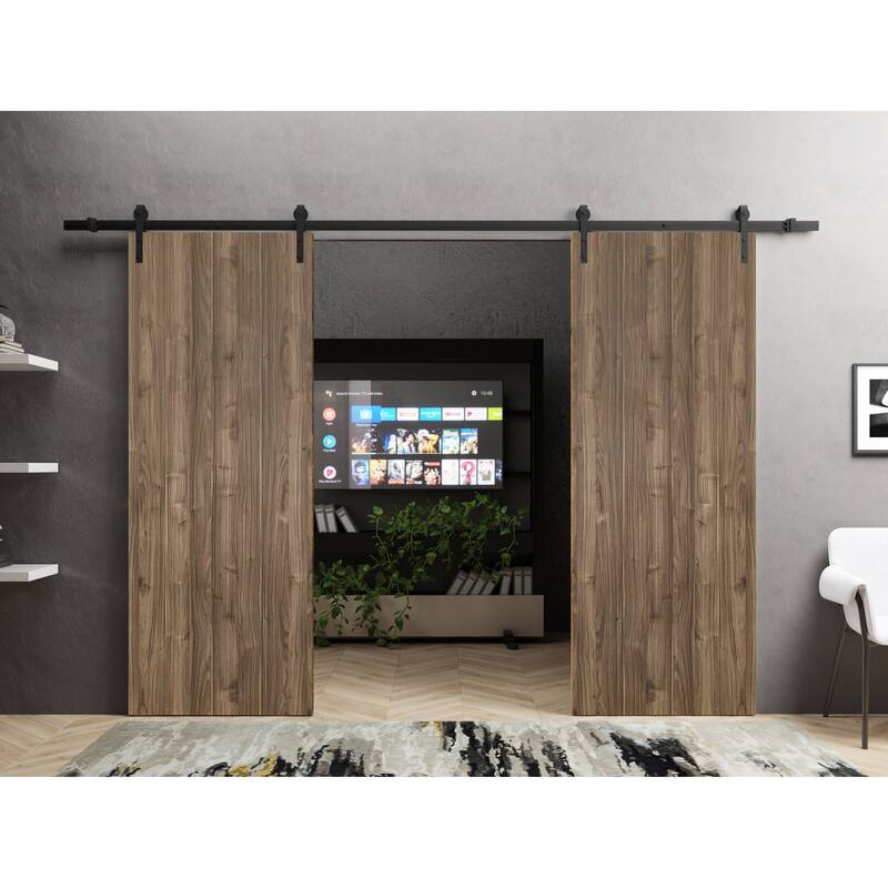 Sturdy Double Barn Door 36 x 80 inches | Planum 0010 Walnut | 13FT Rail Hangers Heavy Set