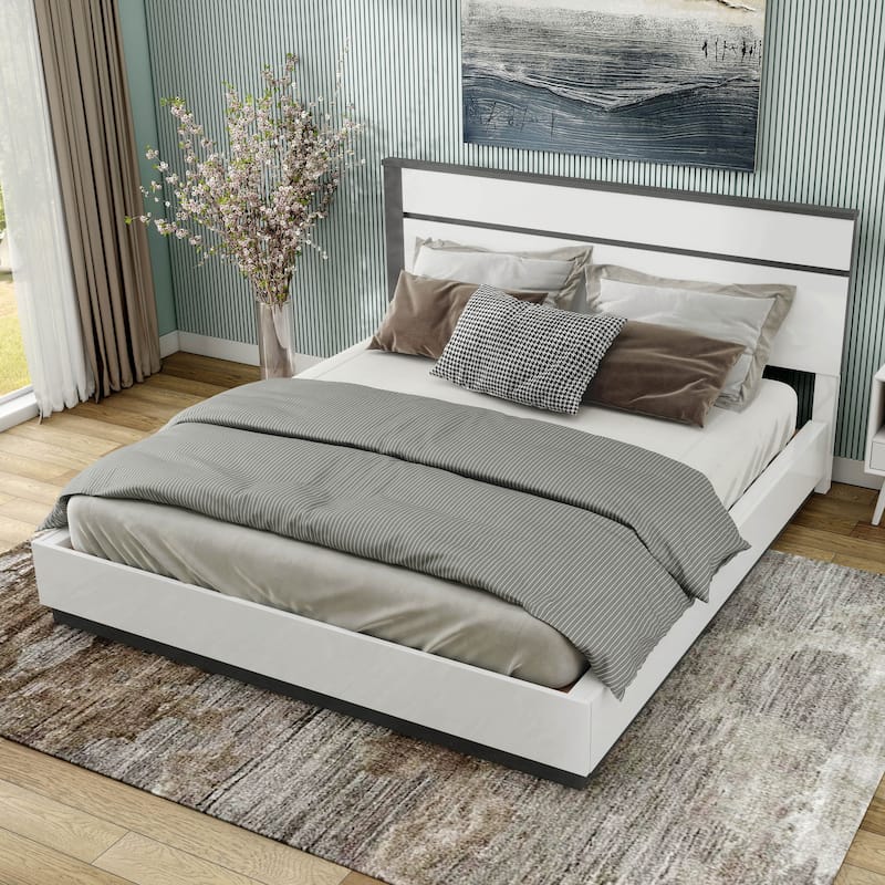 Conjira Contemporary White Wood Platform Bed by Furniture of America