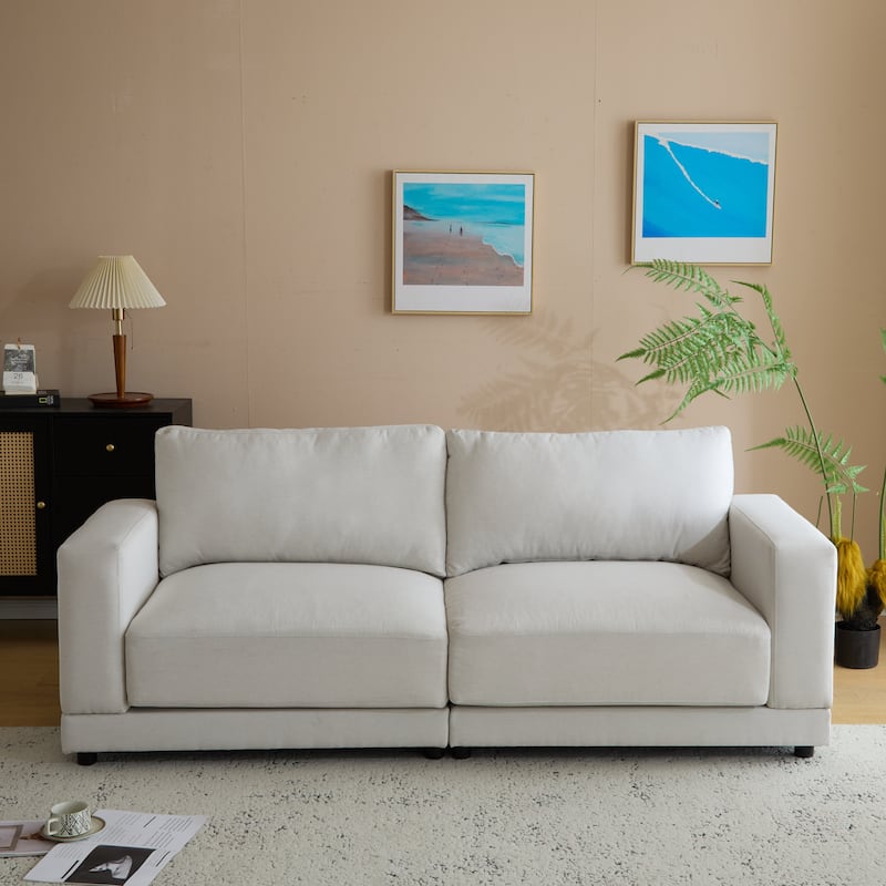 Christopher Knight Home - Grace 81" Modern Upholstery Sofa Loveseat with Square Arms - Beige