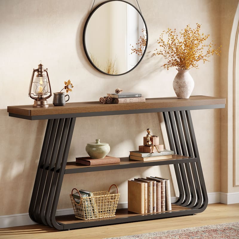 Industrial Console Table - MDF - Brown