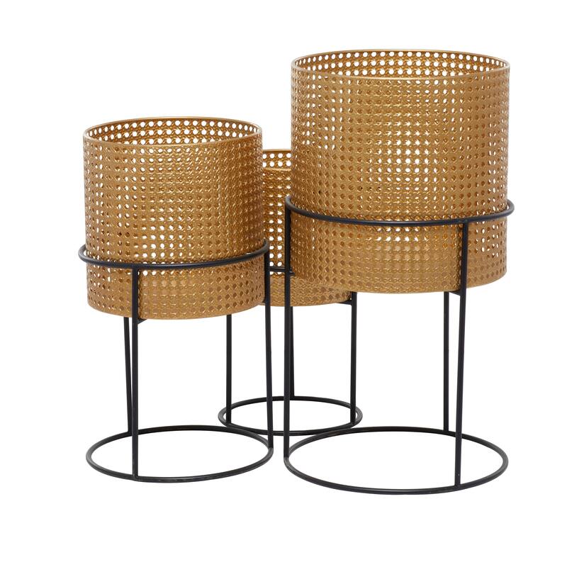 White Black or Gold Basket Style Glam Modern Planter Stands (Set of 3) - S/3 23", 19", 15"H