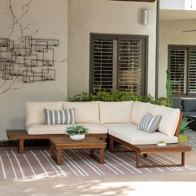 Fisher Acacia Wood Outdoor 4-Piece Sectional Set with Coffee Table