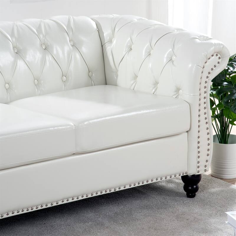 84" Chesterfield Rolled Arm 3 Seater Sofa