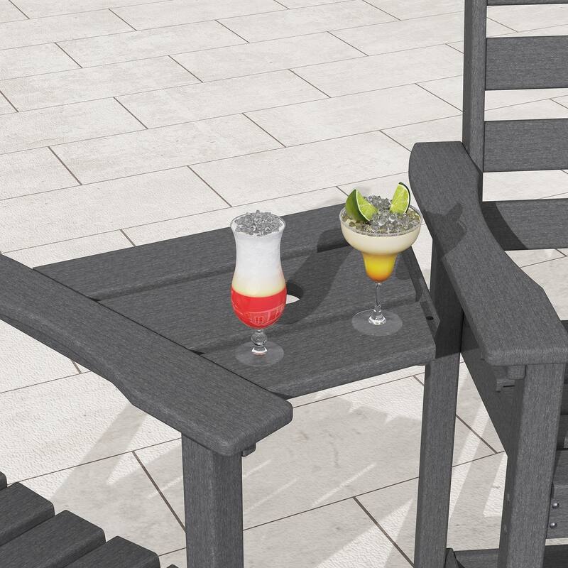 Adirondack Chairs Set of 2 with Connecting Tray, 24 inches HDPE Bar Height Outdoor Patio Bar Stool Chairs