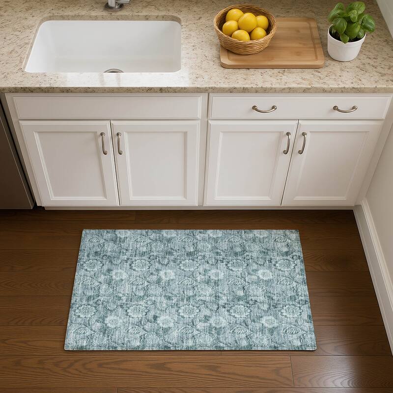 Premium Washable Super Soft Traditional Mayfield Rug - Teal - 1'8" x 2'6"