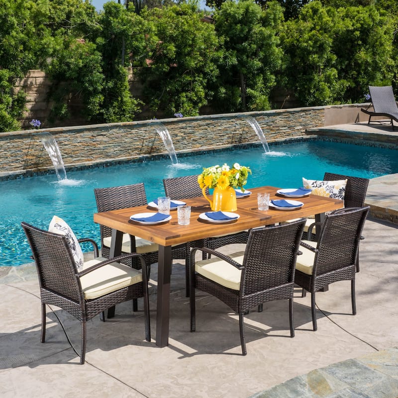 Bavaro 7-piece Acacia Outdoor Dining Set by Christopher Knight Home - Brown