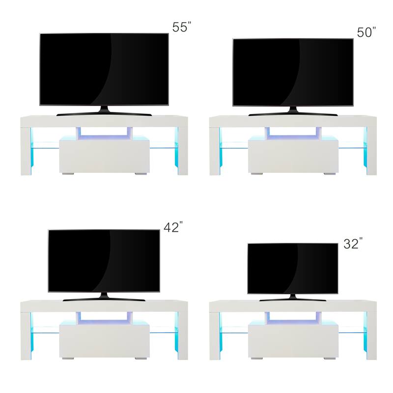 GDF Studio - Hermey Modern Entertainment TV Stand with LED Lights and Storage