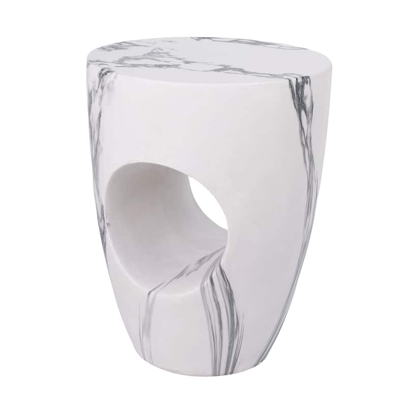 Christopher Knight Home - Modern Indoor/Outdoor 19.29"H MgO Accent Side End Table with Sculptural Cutout & Marble Finish