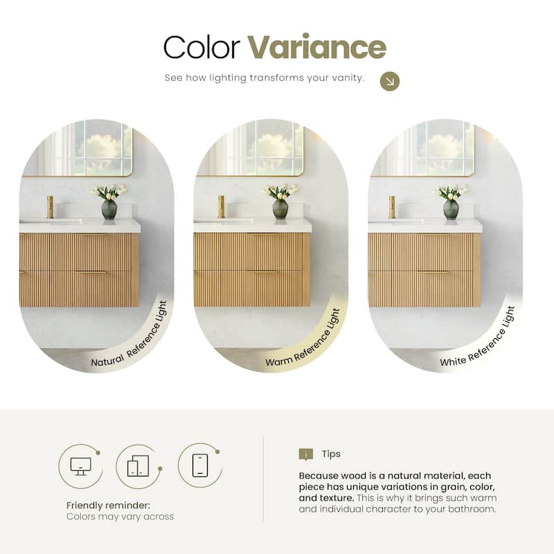 Barcelona Floating Bath Vanity with Quartz Stone Top without Mirror