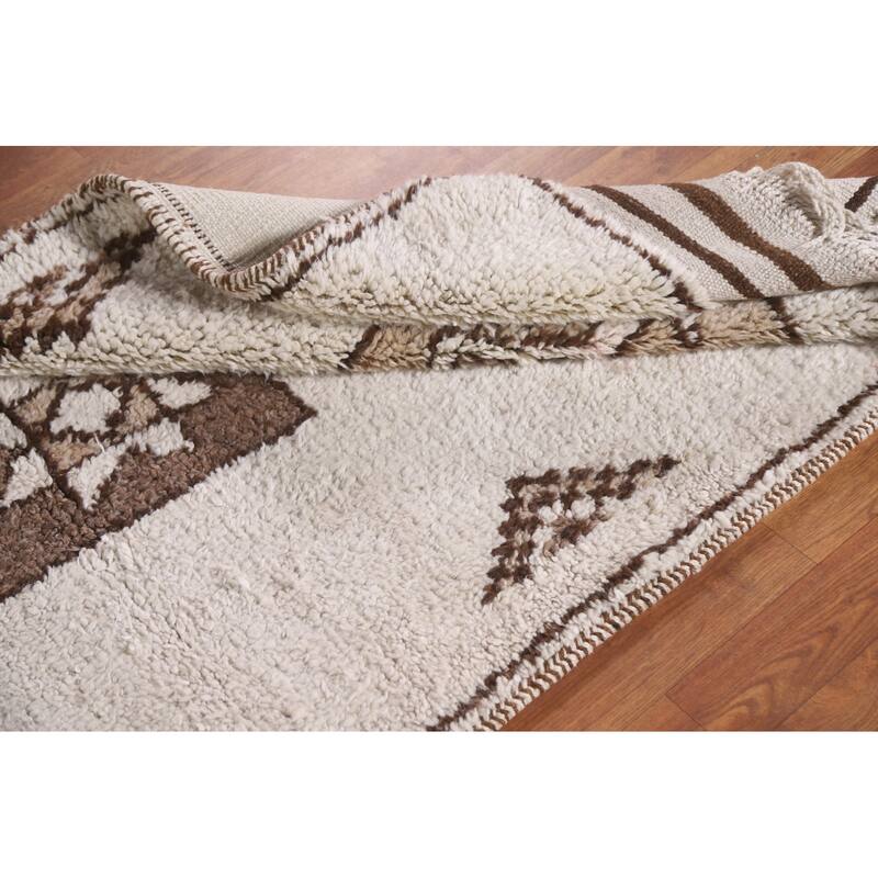 Tribal Anatolian Turkish Runner Rug Beige Wool Carpet - 3'4"x 12'3"