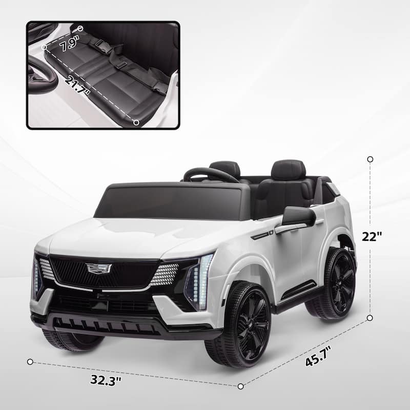 Licensed Cadillac IQ 2025 Kids Electric Ride-On Truck, 12V 10AH, 2-Seater with Remote Control, LED Lights, Music, and Horn