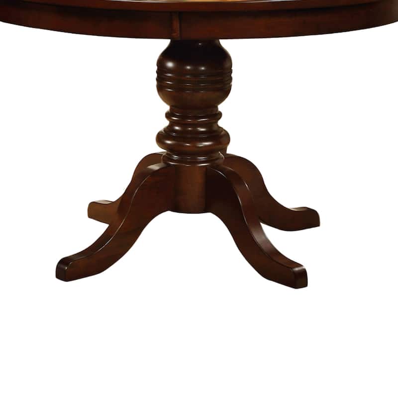 Round Wooden Dining Table with Pedestal Base, Brown