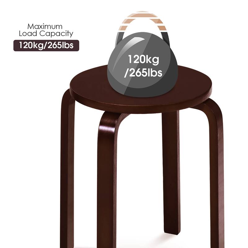 Gymax Set of 4 18" Stacking Stool Round Dining Chair Backless Wood
