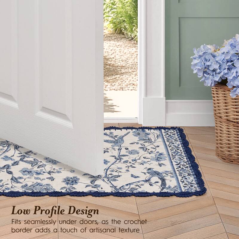 Laura Ashley Cotton Slub Crochet Border Rugs