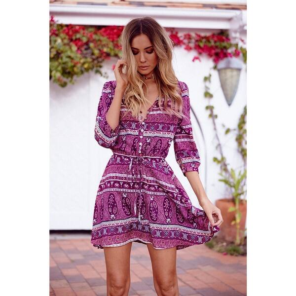 Shop Bohemian Style Casual Beach Summer Dress Free Shipping On