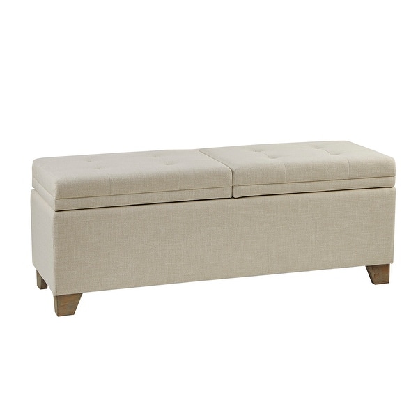 Solid Wood Storage Bench 2 Flip Tops Entryway Bench with Storage Space