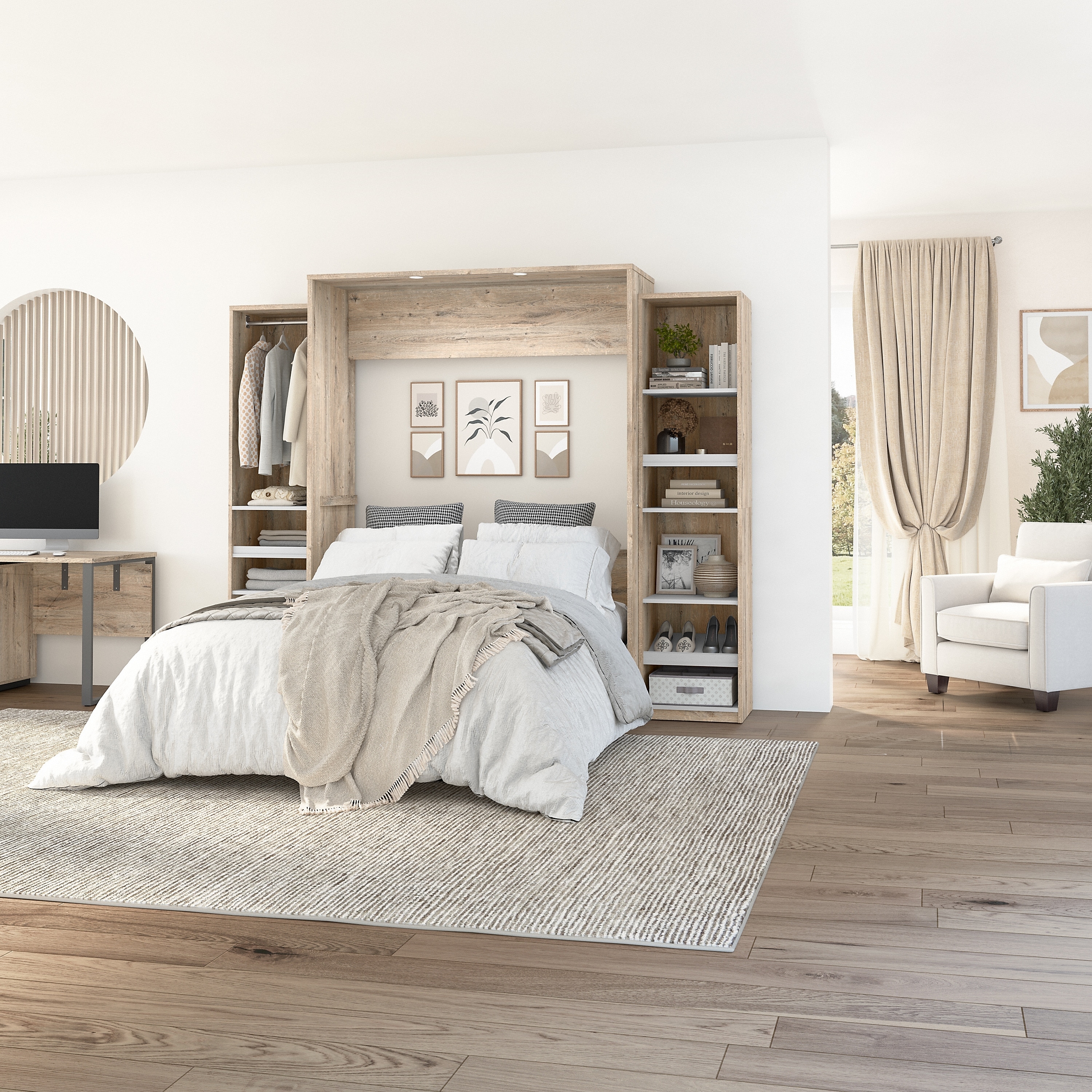 Cielo 105W Queen Murphy Bed with 2 Narrow Shelving Units by Bestar On Sale Bed Bath Beyond 14086522