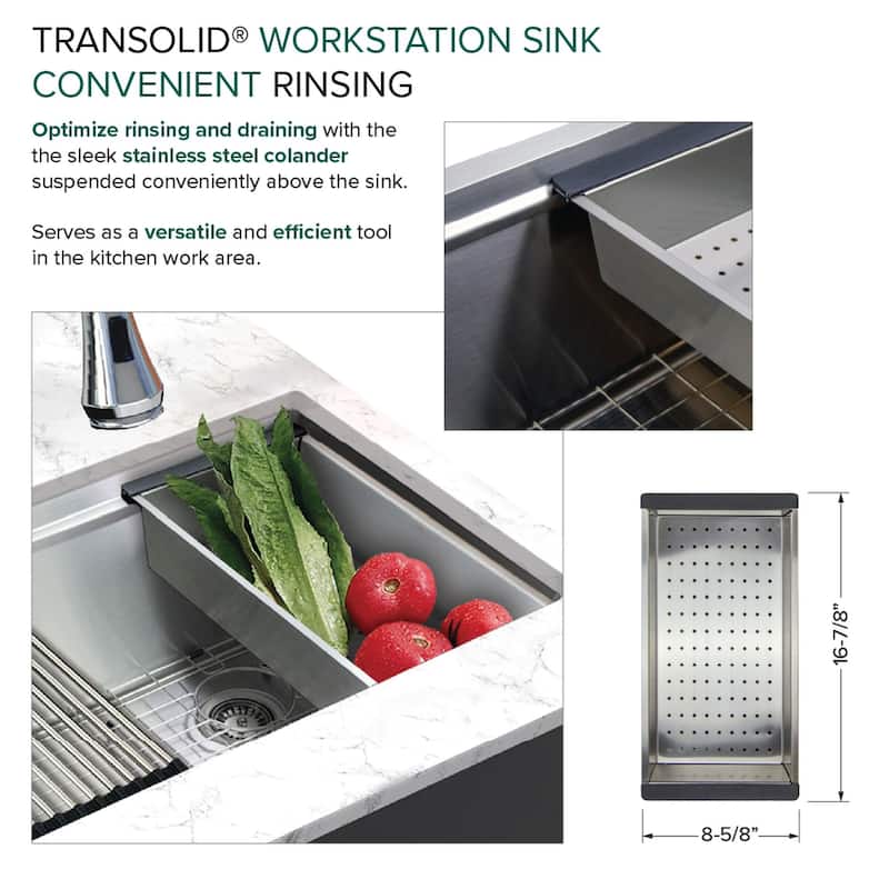 Transolid KWSSU301910 30-in X 19-in X 10-in 18-Gauge Undermount Stainless Steel Kitchen Workstation Sink