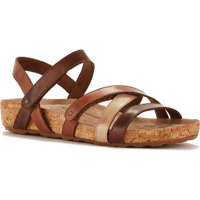 Shop Walking Cradles Women S Pool Strappy Sandal Brown Multi Leather Cork Overstock 11798938